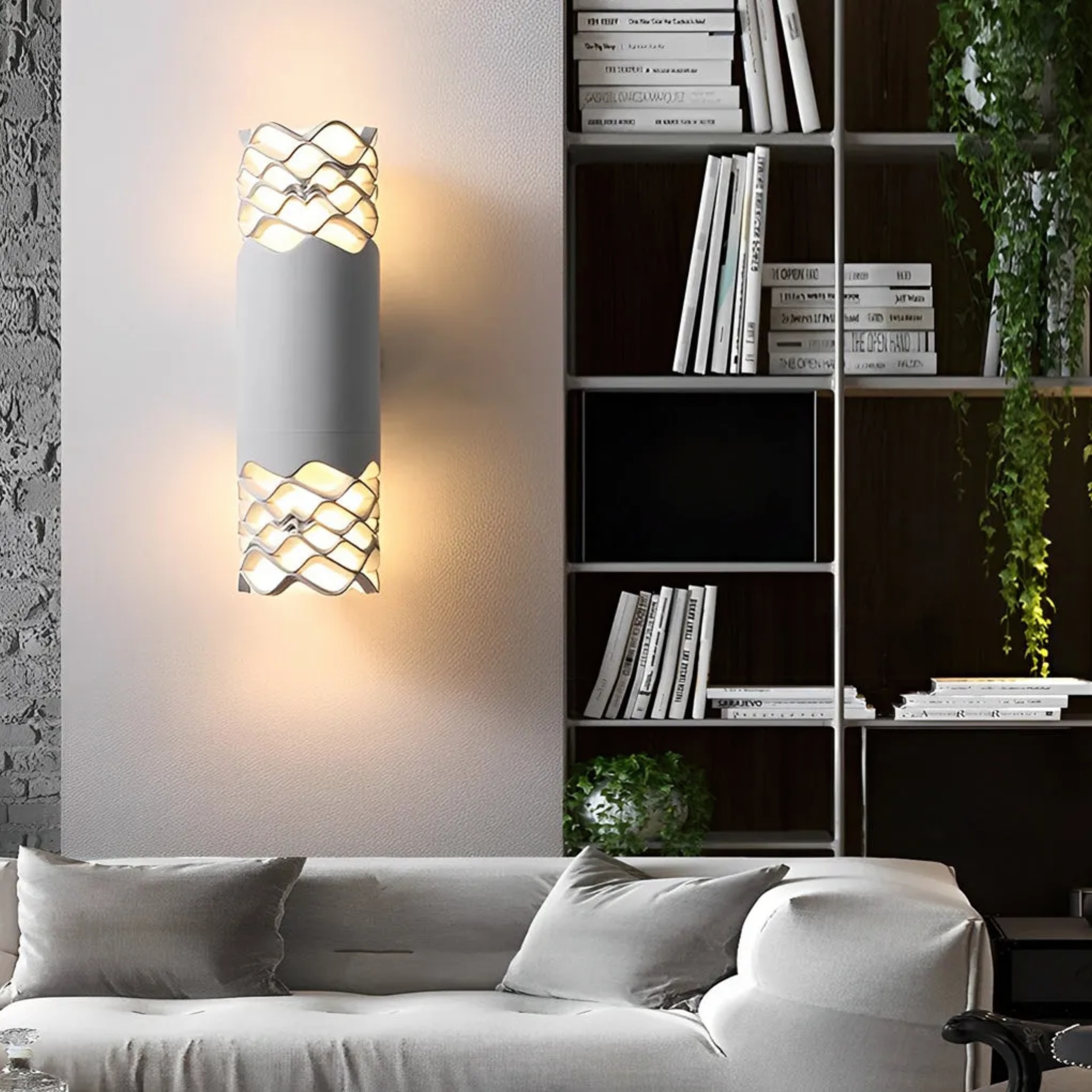 Modern up-down black synthetic wall sconces — Matte Black