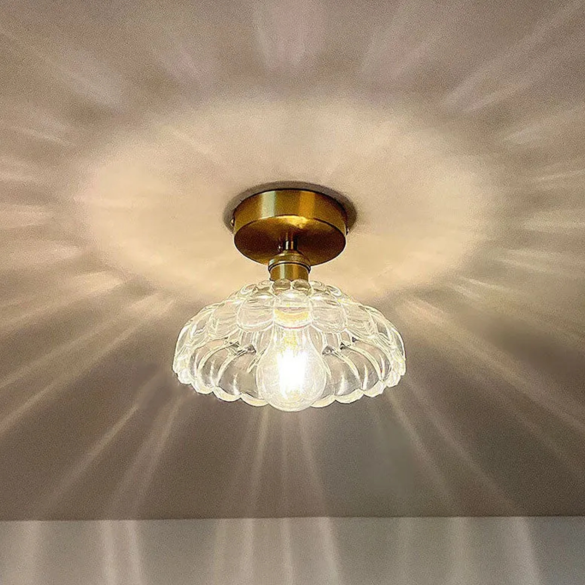 Lighom modern dome brass semi-flush mount light — Clear / 110V-120V (US/CA)