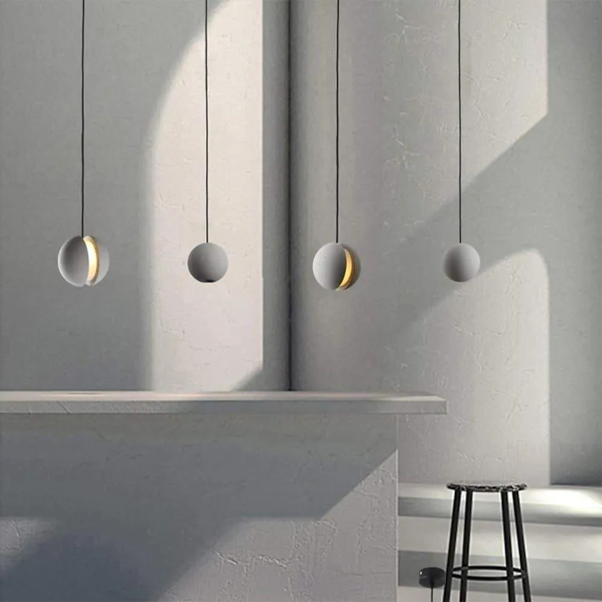 Yellow ceramic pendant lighting - vintage — 4"