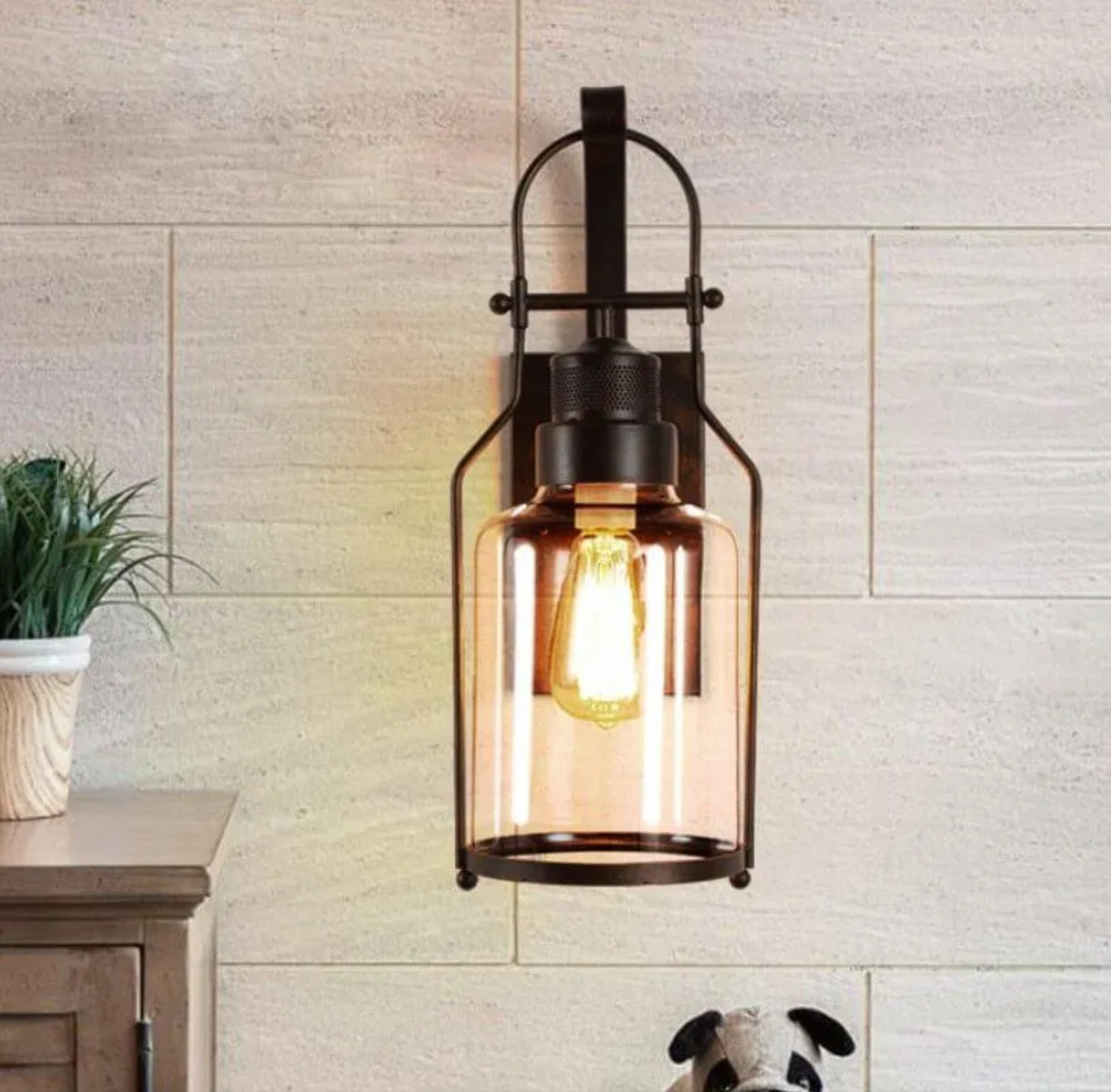 Black metal lantern wall sconces - vintage — Matte Black / 110V-120V (US/CA)