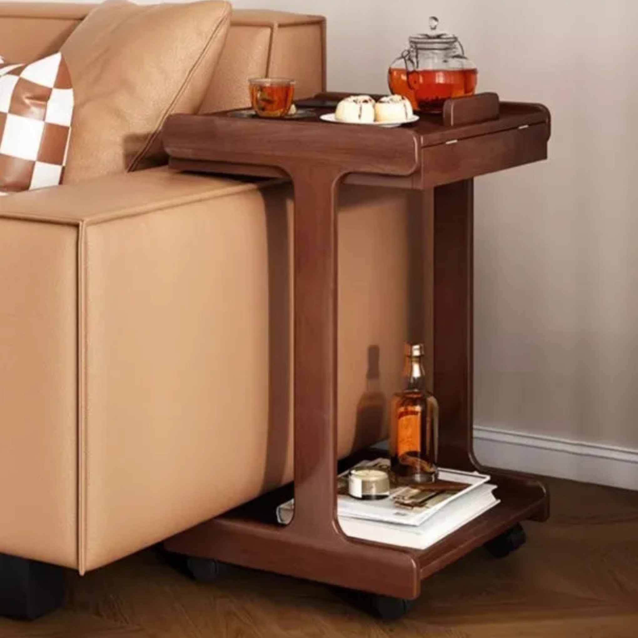 Lighom traditional movable 2-tier oak end & side tables