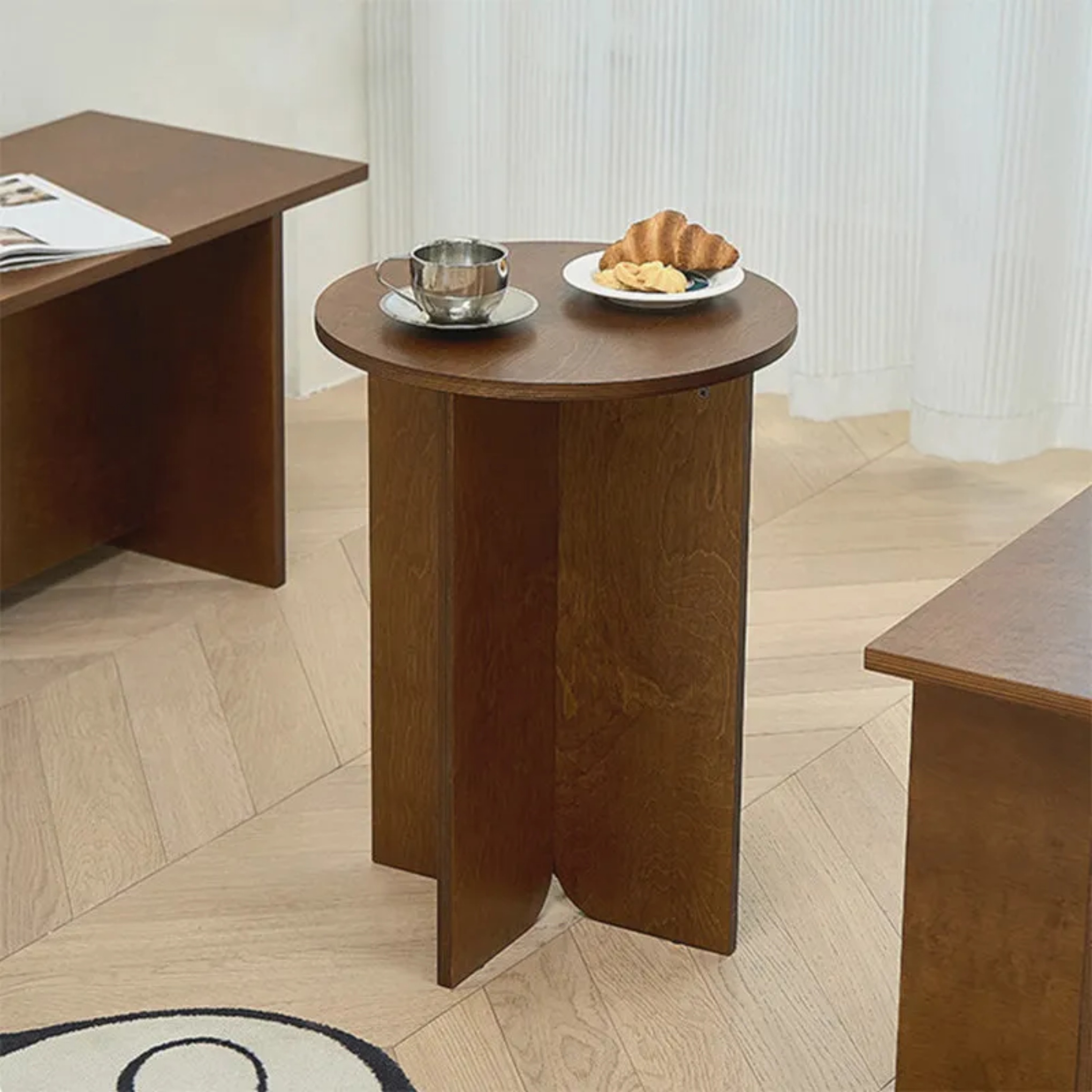 Traditional solid round end & side tables in wood
