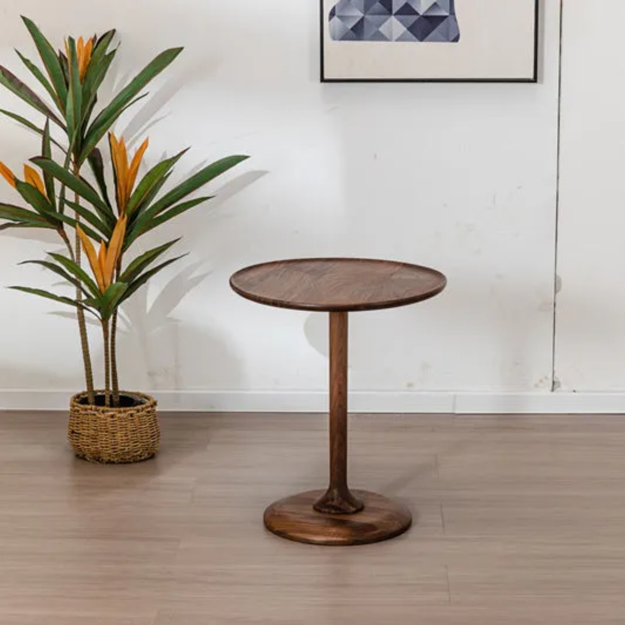 Lighom end wood leather linen end & side tables for living room
