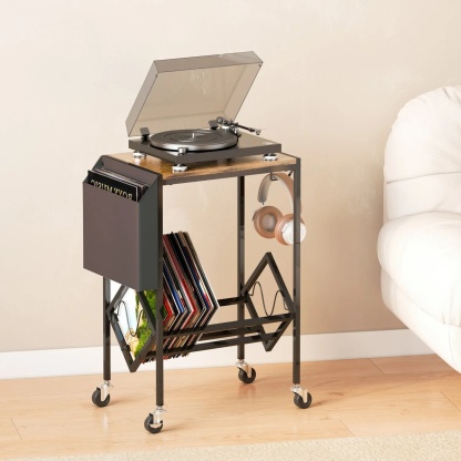 Traditional rectangular 2-tier wood steel end & side tables, Lighom