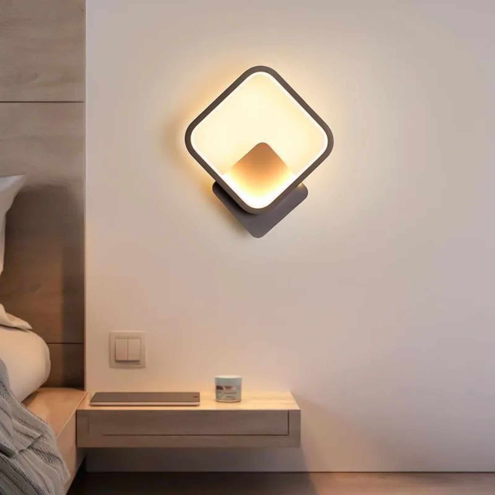 Modern square warm wall sconces in synthetic — 10" W / Cool White (6000K) / White