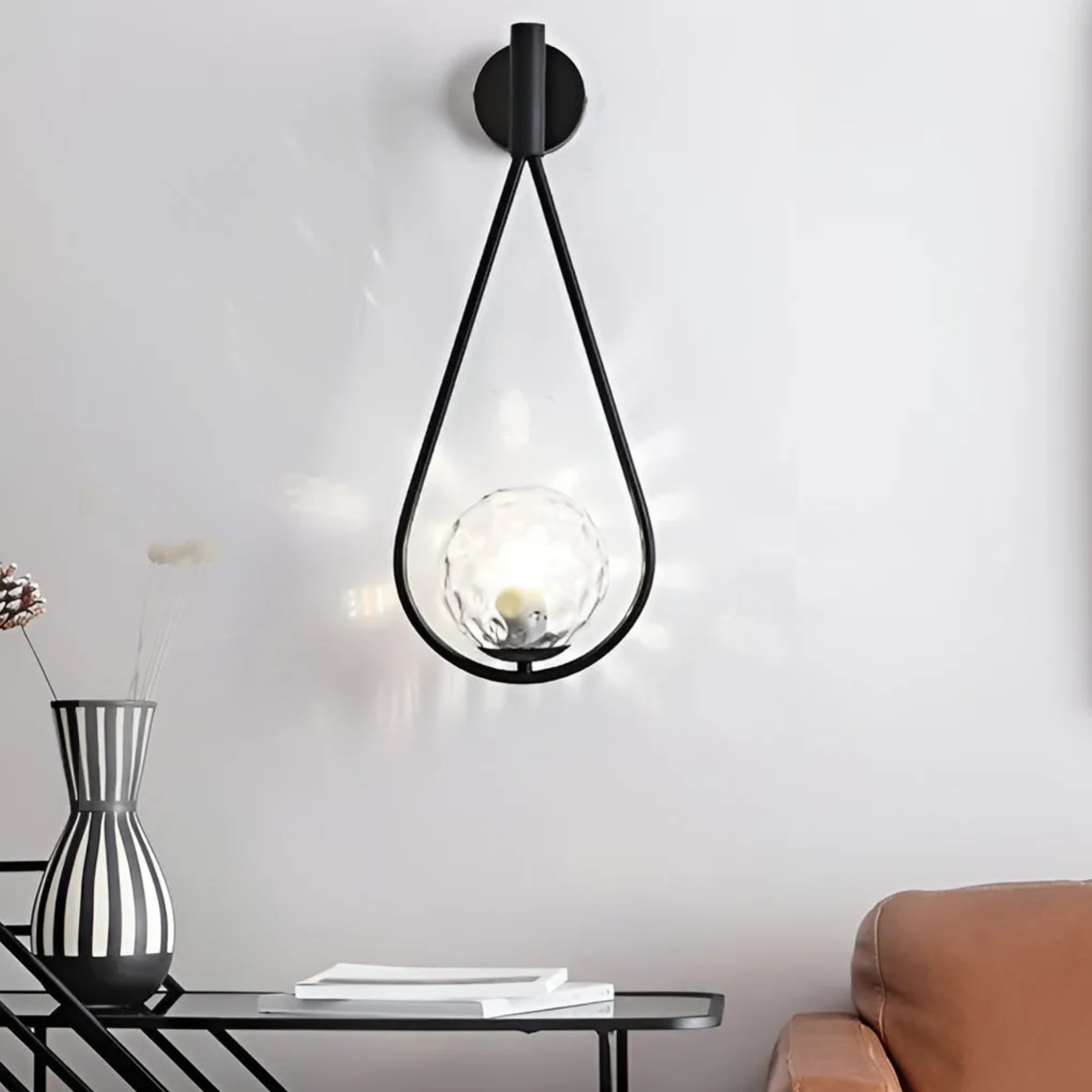 Modern drop water white wall sconces, Lighom — Matte Black