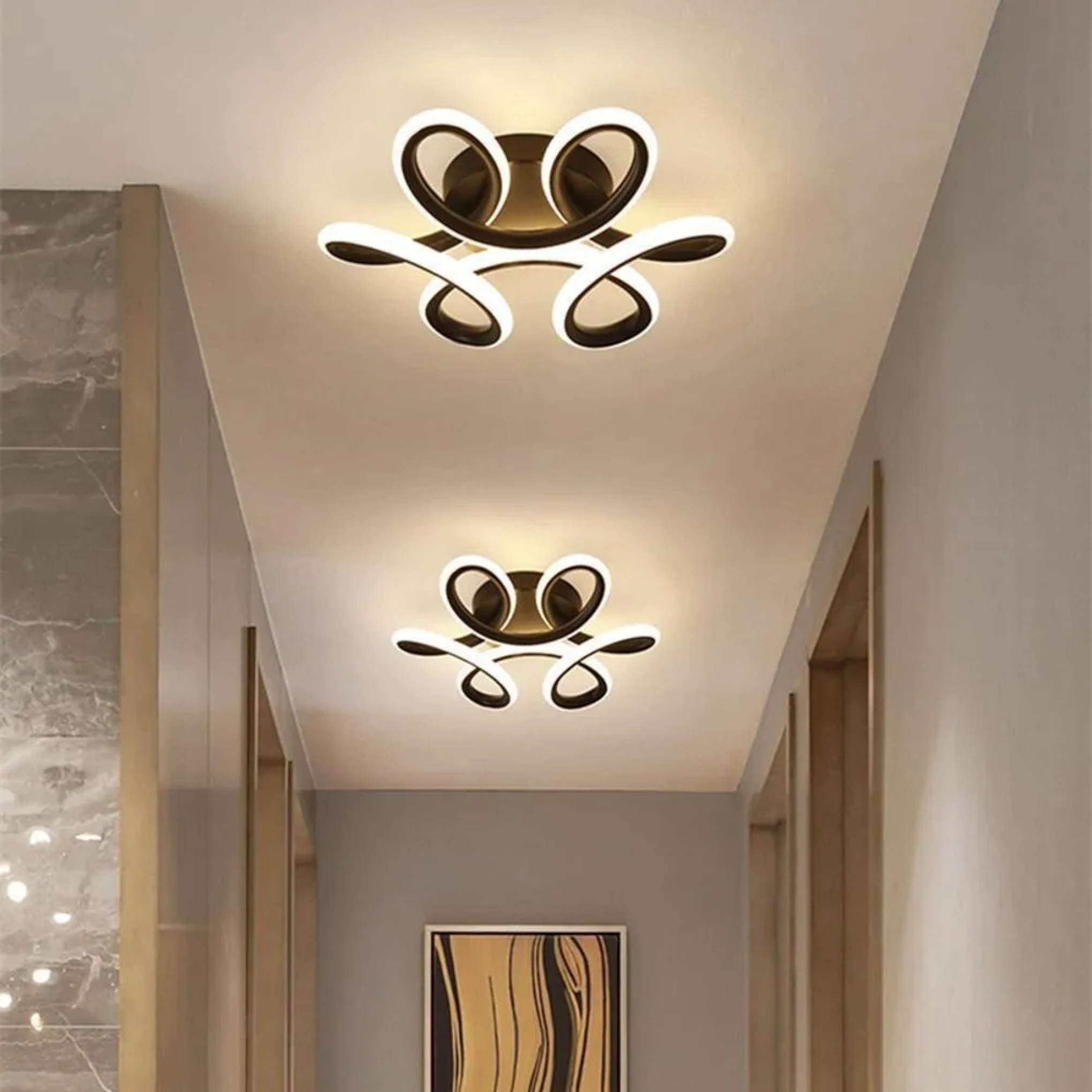 Lighom modern flower wave synthetic flush mount lighting — Warm White (3000K) / White