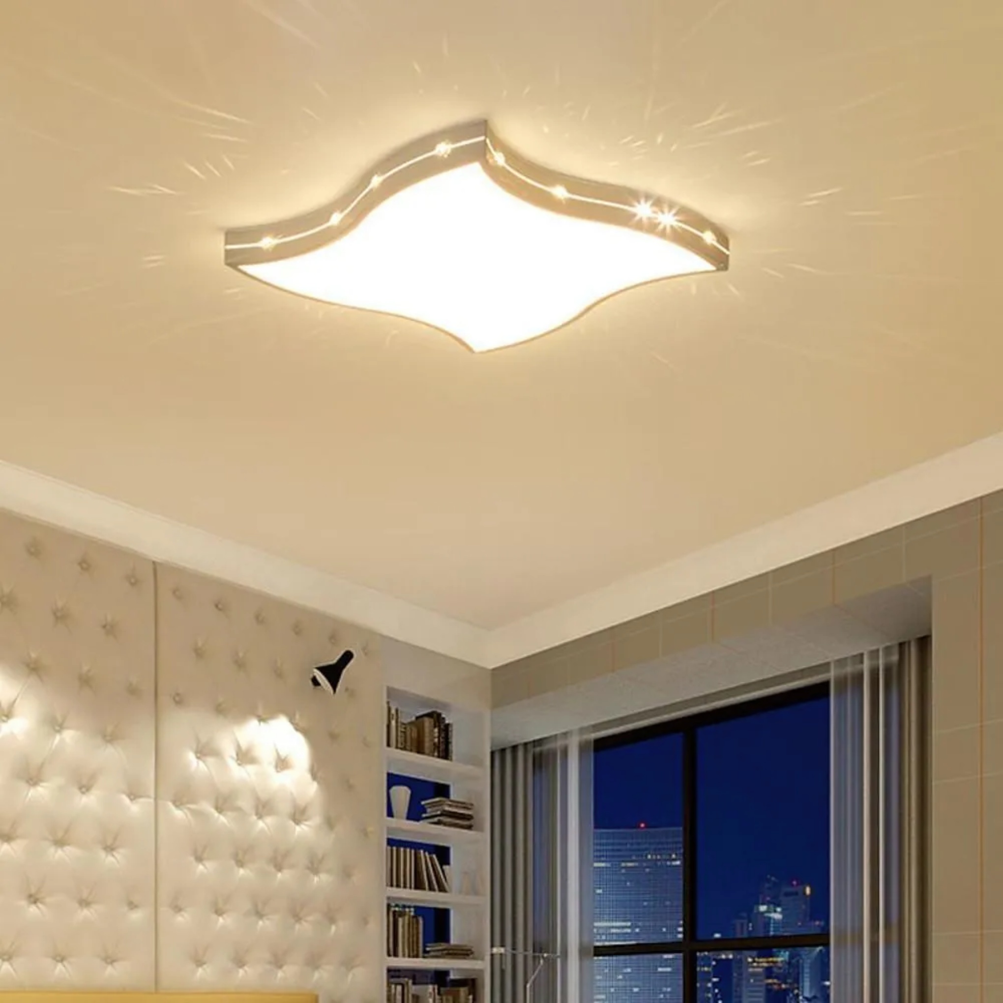 Lighom modern square kids white flush mount lighting in crystal — Cool White (6000K)