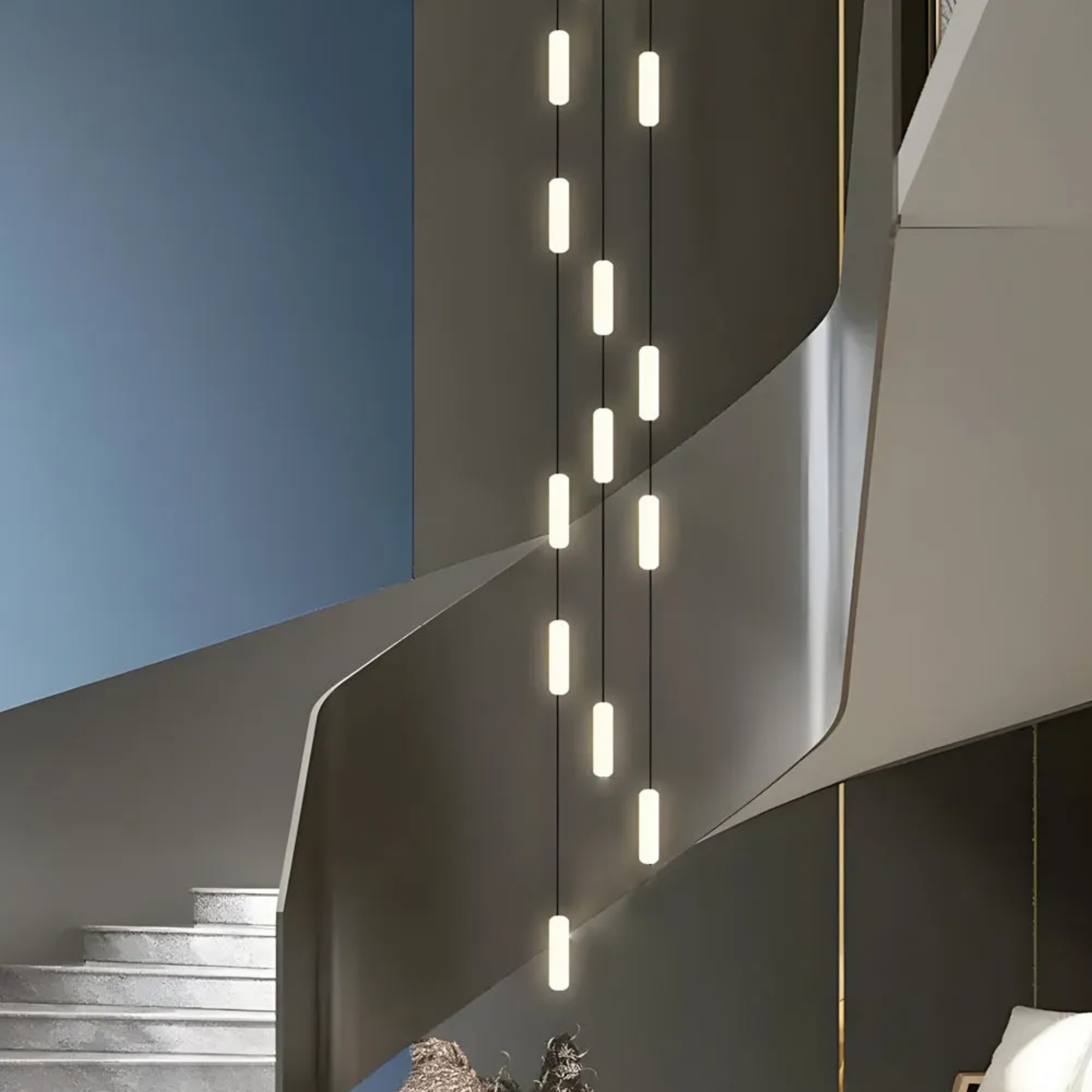 Lighom modern staircase multi black staircase chandeliers — Round / 2-Light