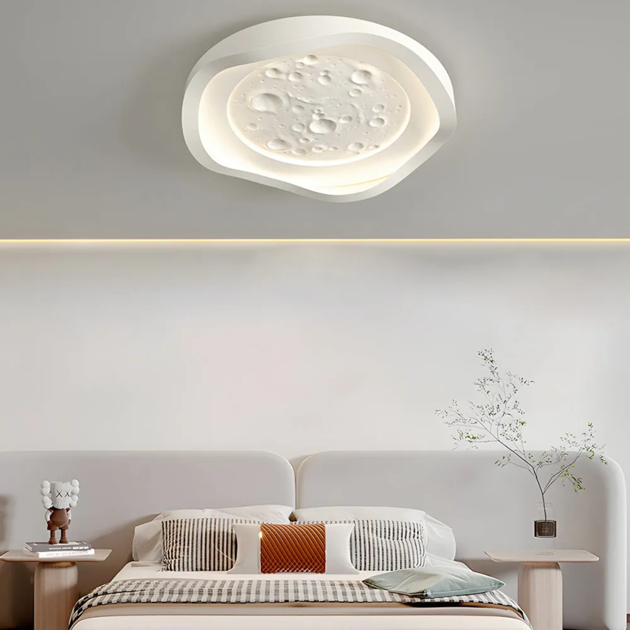 Round wave resin flush mount lighting for living room — 15.7" Diameter