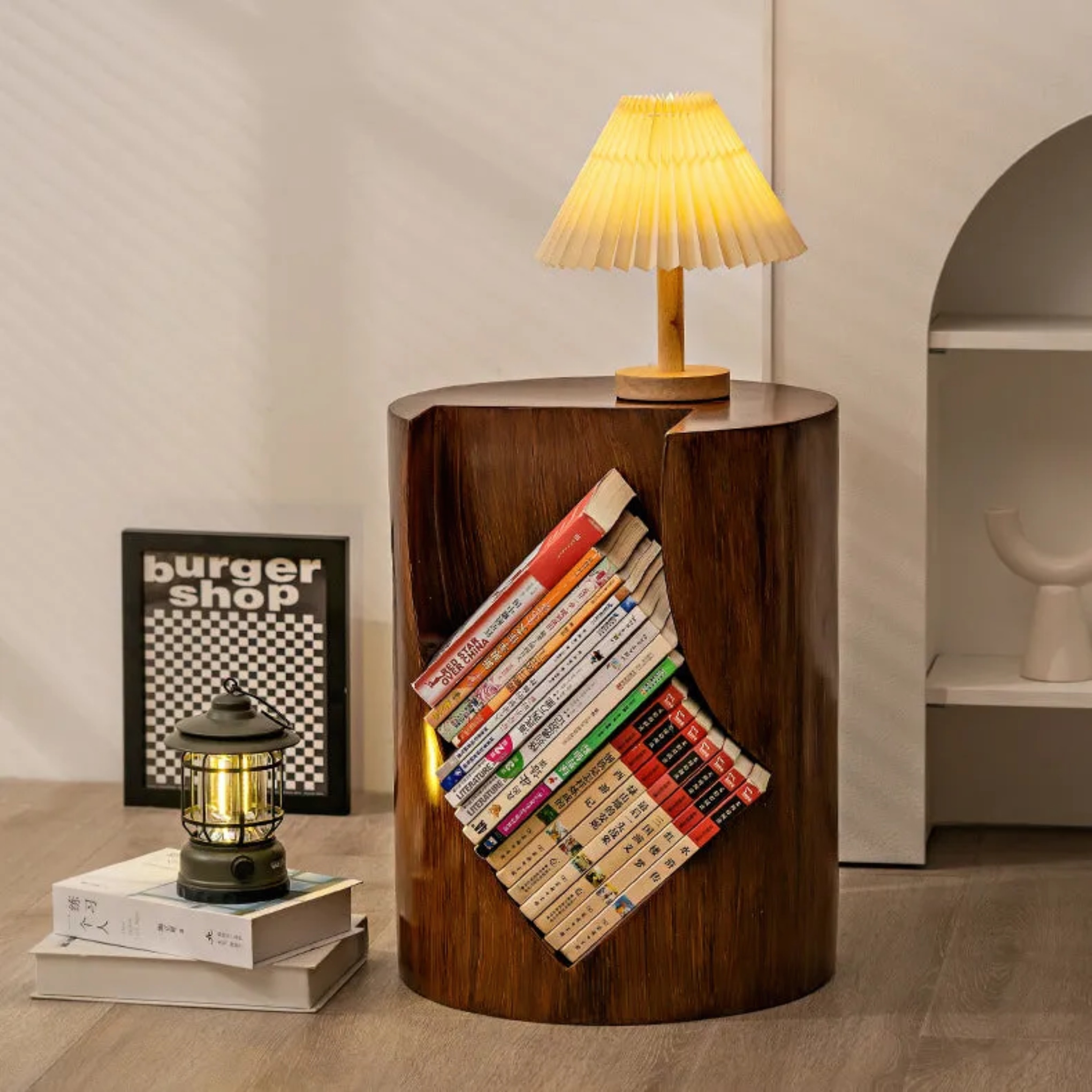 Stump end resin wood end & side tables for living room
