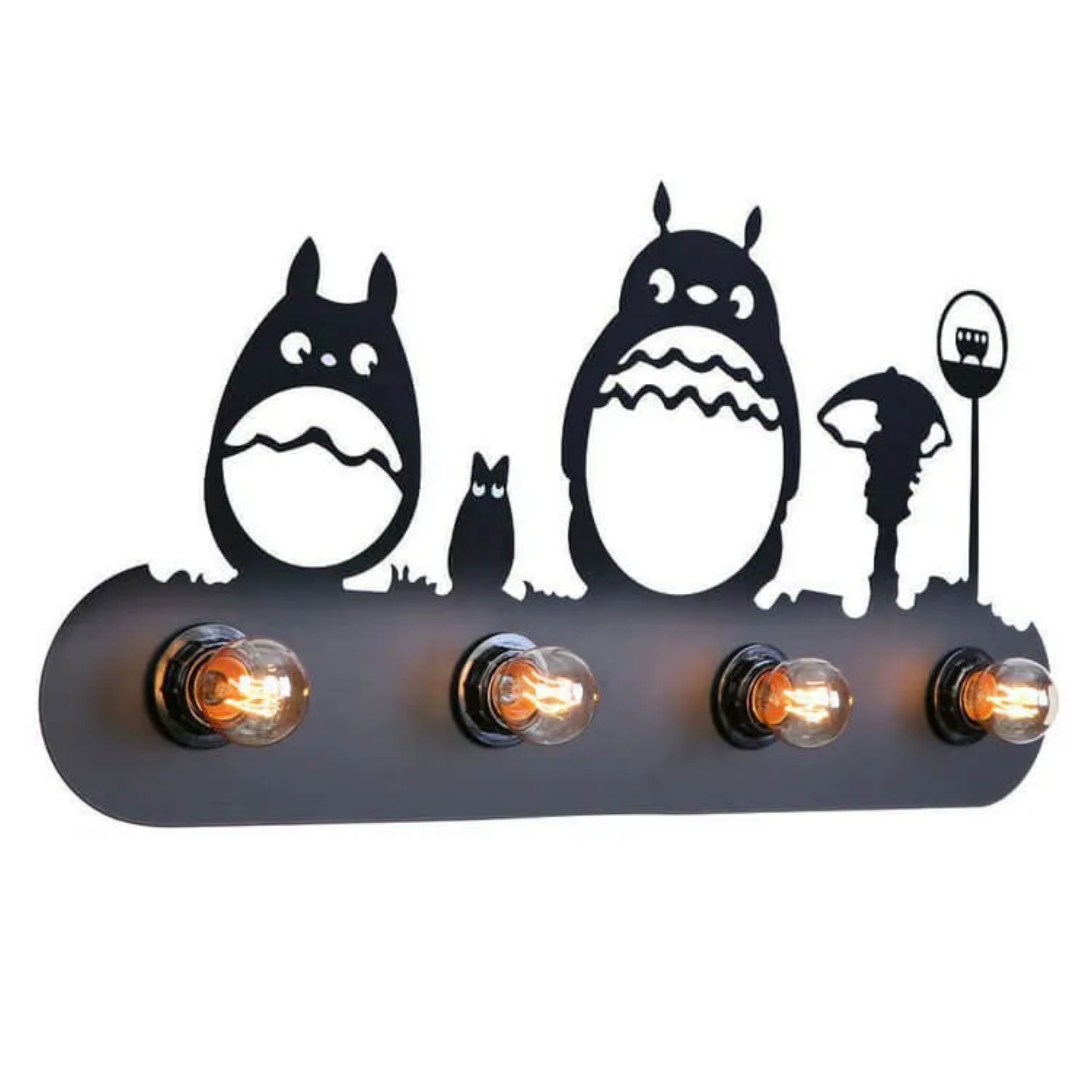 Black iron 4-light wrought wall sconces - creative — Totoro / 110V-120V (US/CA)