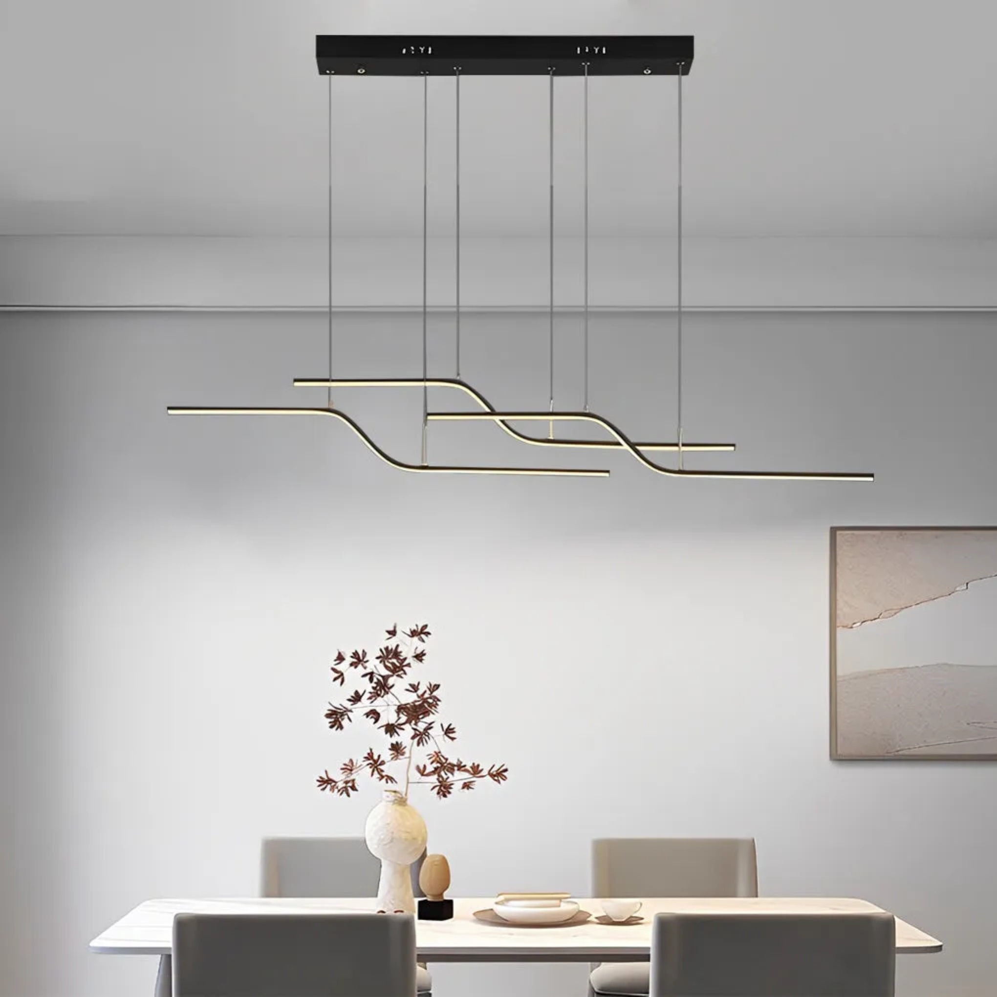 Modern z-shape pendant lighting in synthetic — Cool White (6000K) / Matte Black