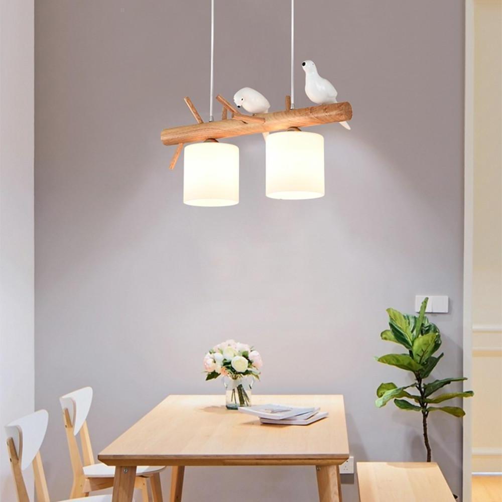 Rustic Island Kitchen Pendant Lighting Wood Bamboo Glass Pendant Lighting-Lighom