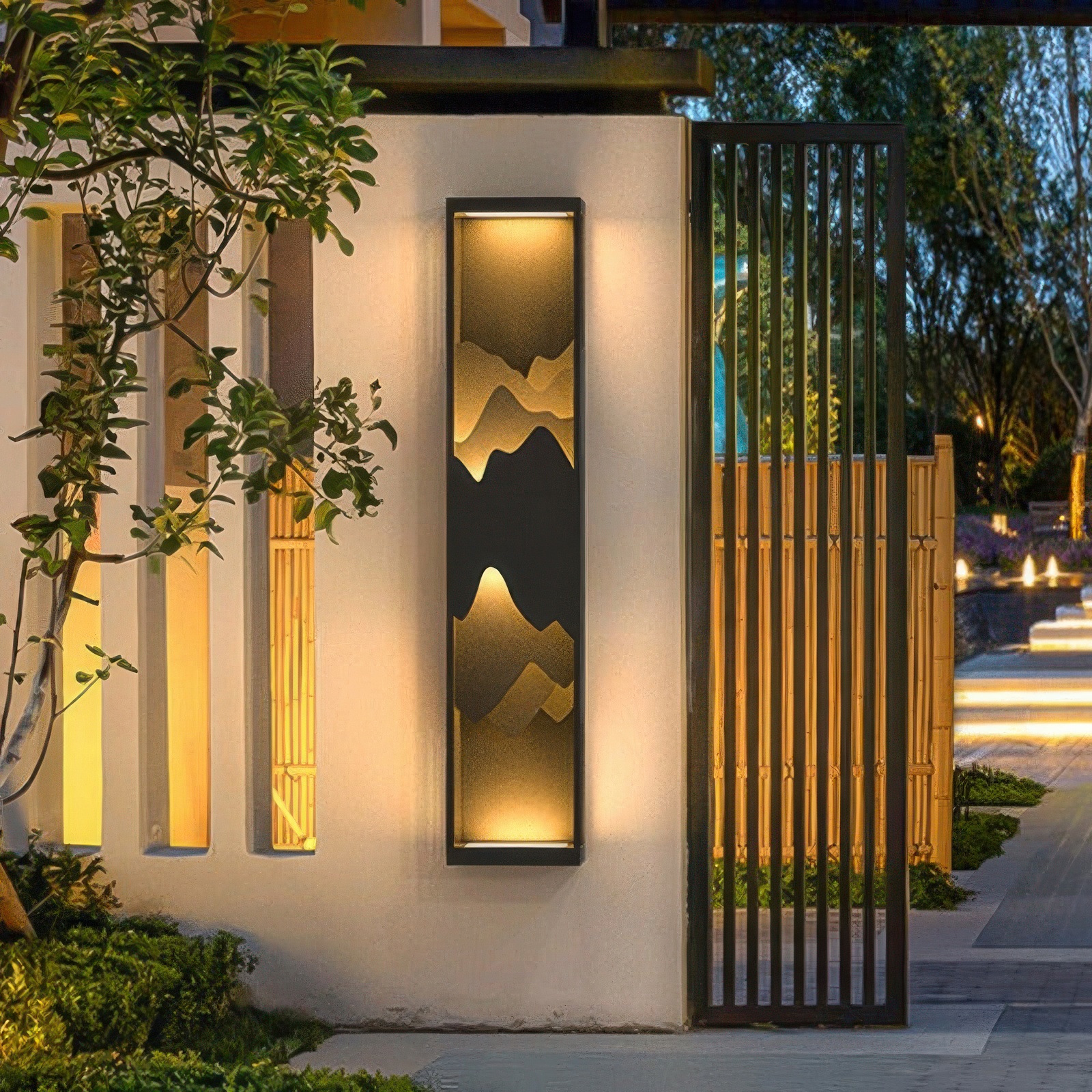 Mountain Scenery LED Up-Down Solar Porch Wall Lamp