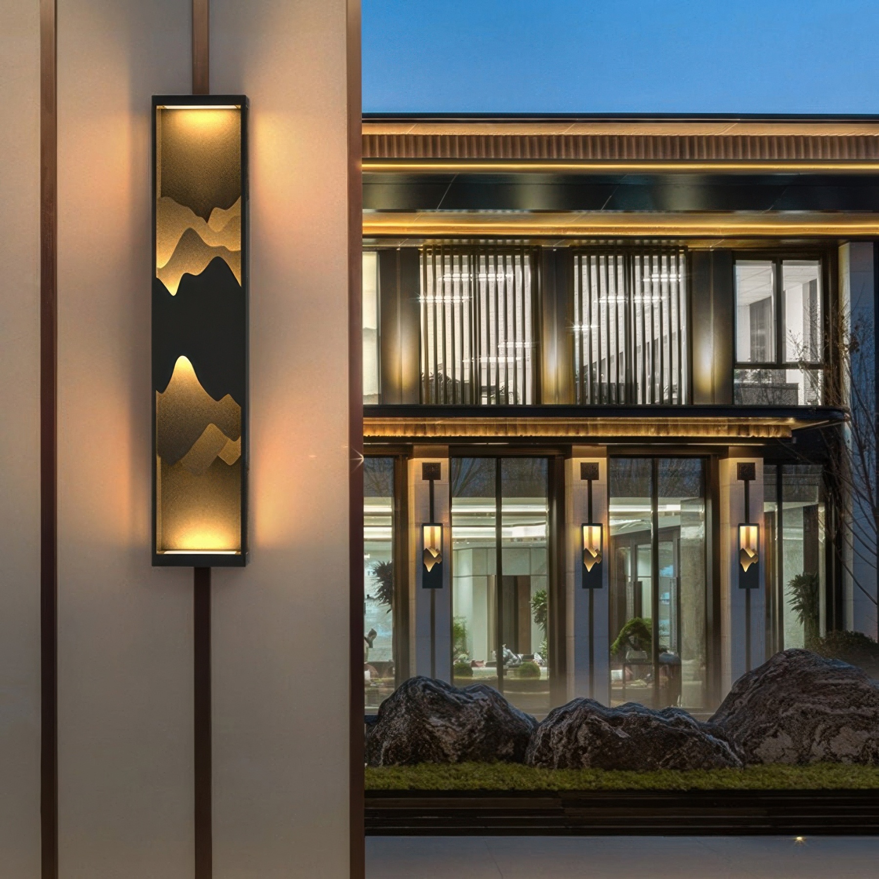 Mountain Scenery LED Up-Down Solar Porch Wall Lamp