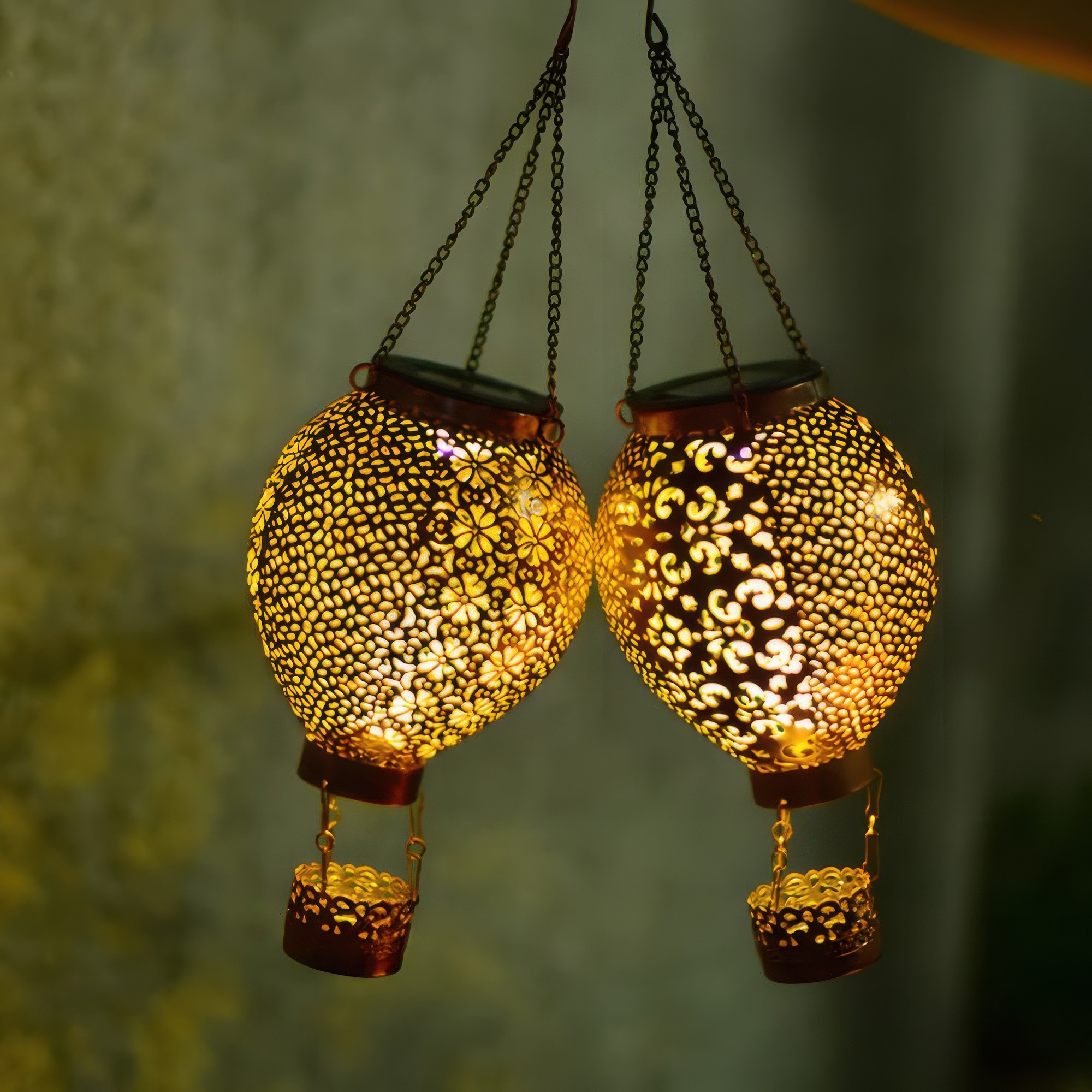 Lighom balloon air iron metal stone outdoor lanterns & lamps for patio