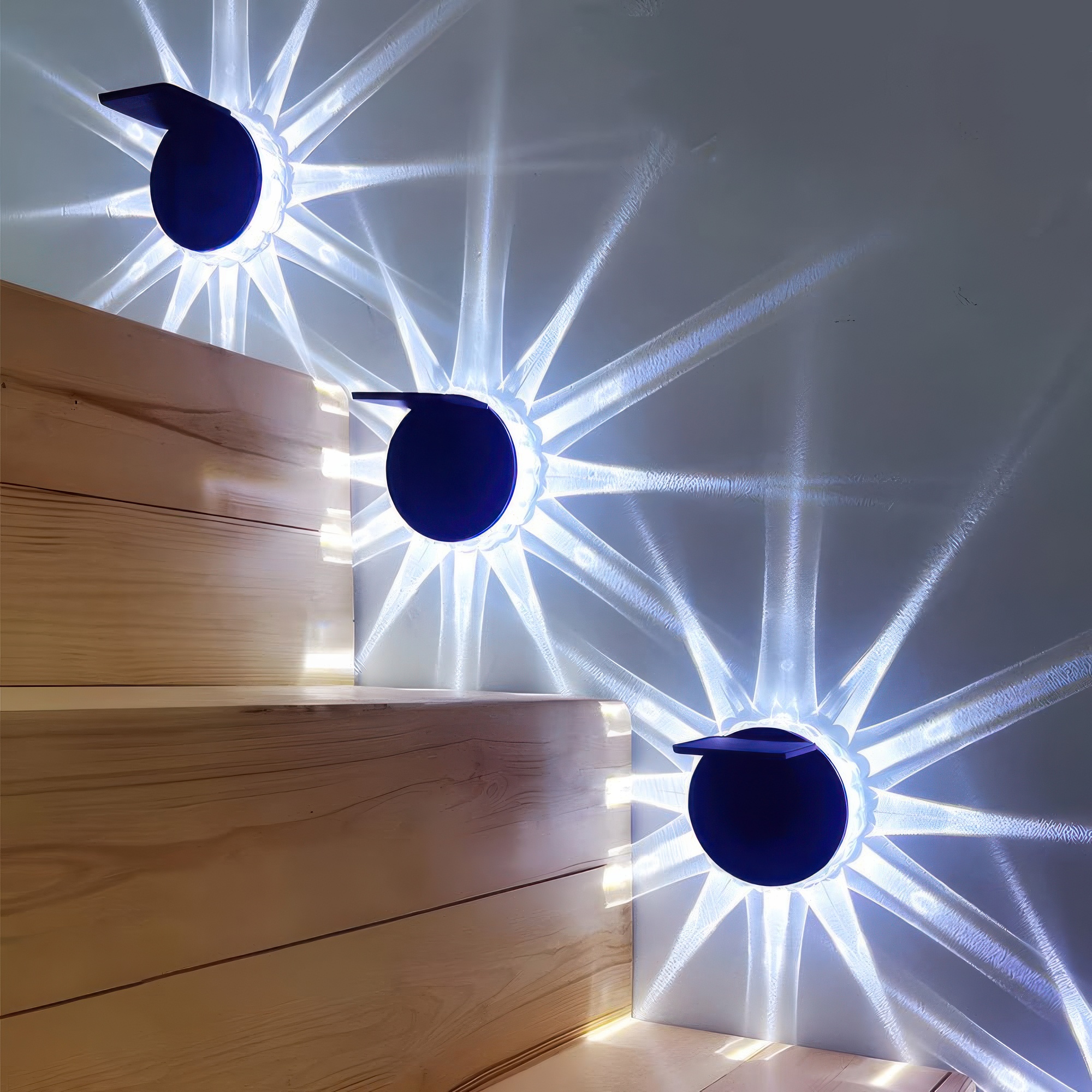 Modern 9-led round synthetic outdoor wall lighting — Warm White (3000K)