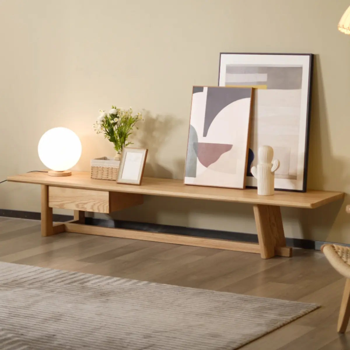 Nordic ash open tv stands in wood