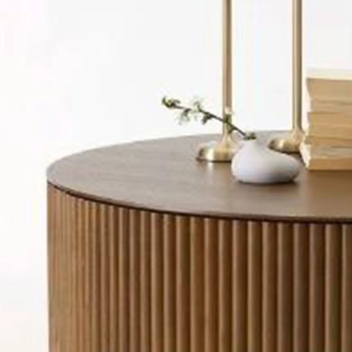 Light Brown Pine Wood Drum Base Coffee Table — Light Brown