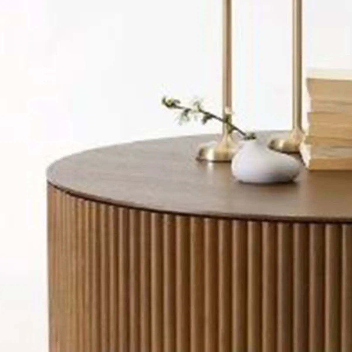 Light Brown Pine Wood Drum Base Coffee Table — Light Brown