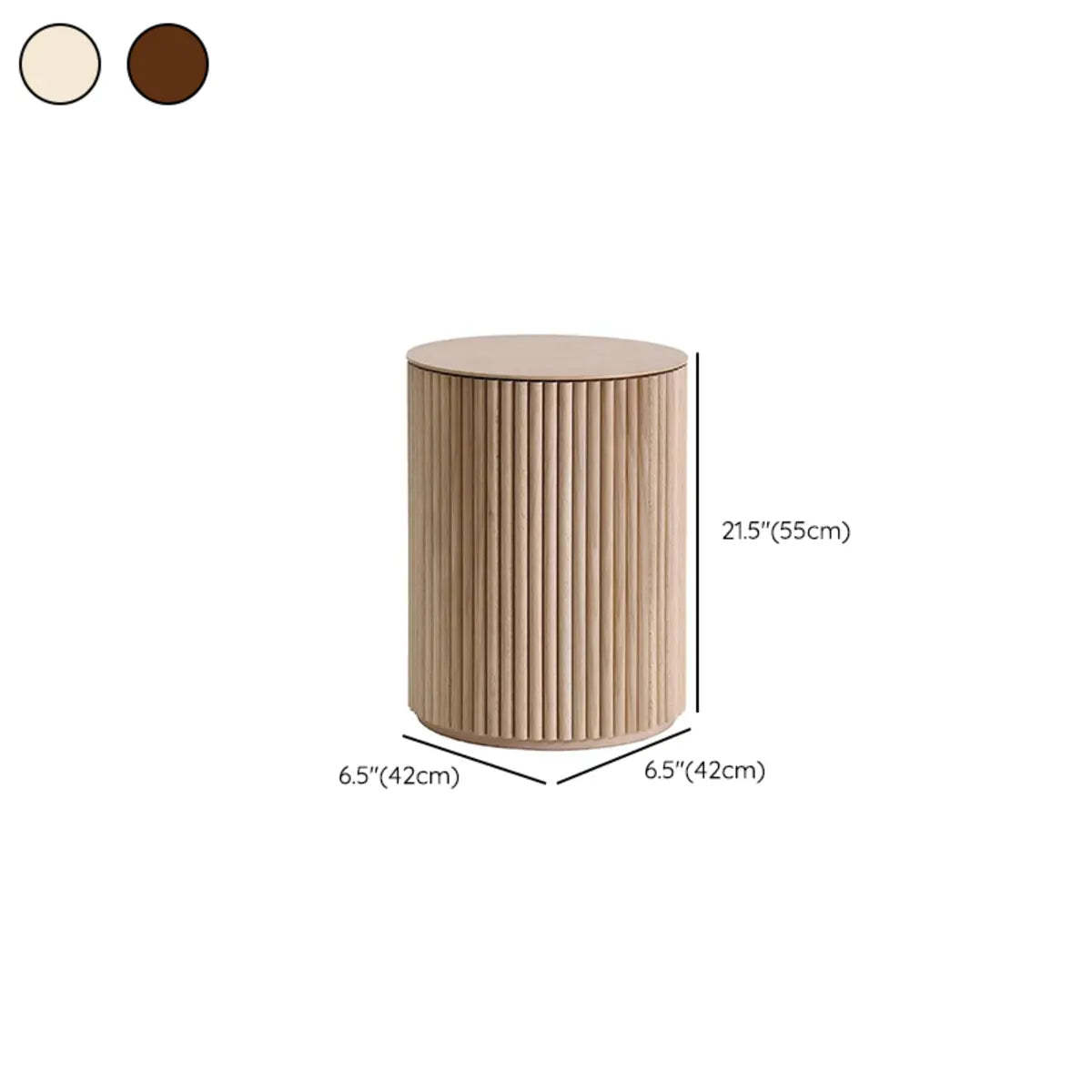 Light Brown Pine Wood Drum Base Coffee Table