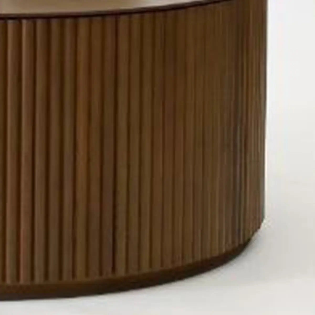 Light Brown Pine Wood Drum Base Coffee Table — Light Brown