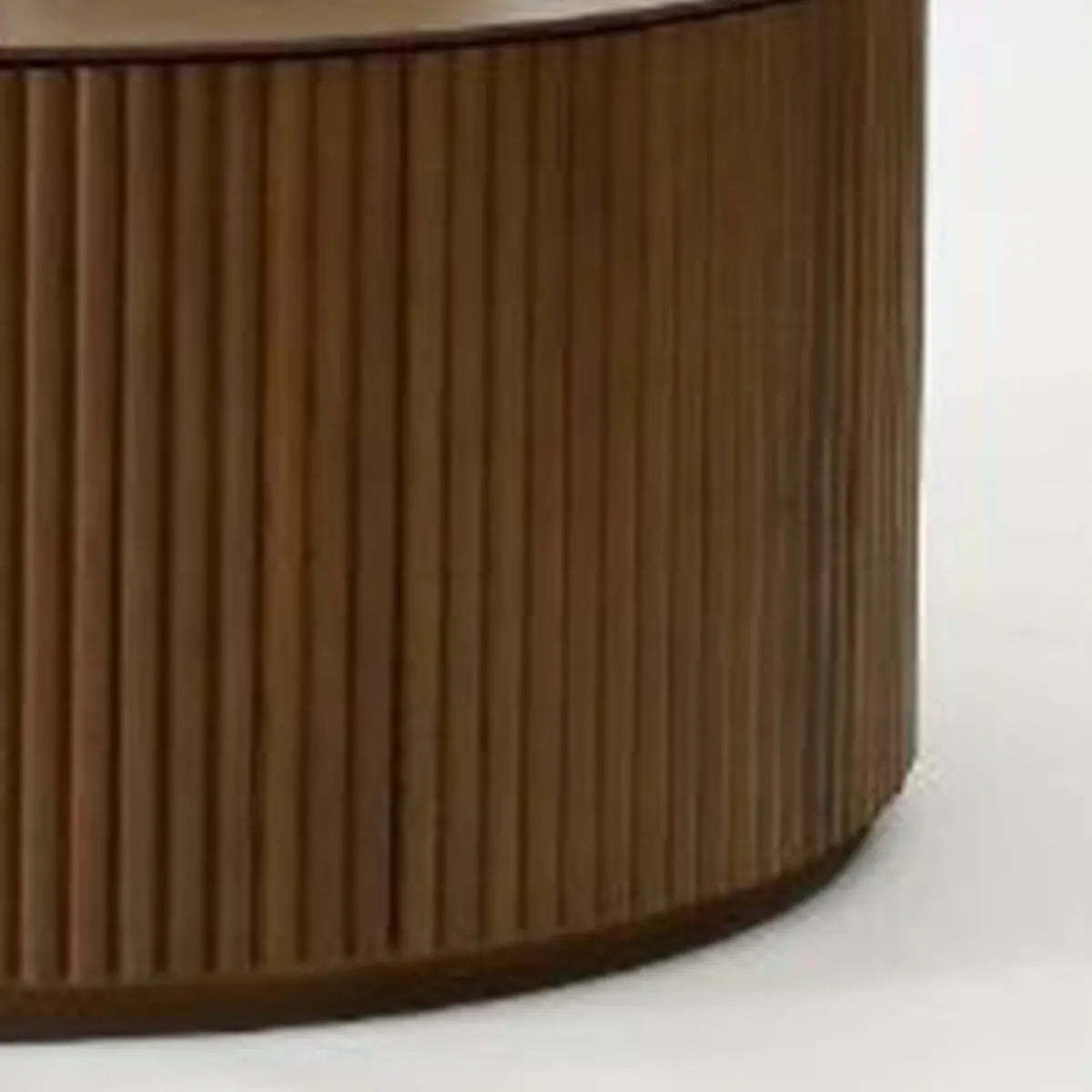 Light Brown Pine Wood Drum Base Coffee Table — Light Brown