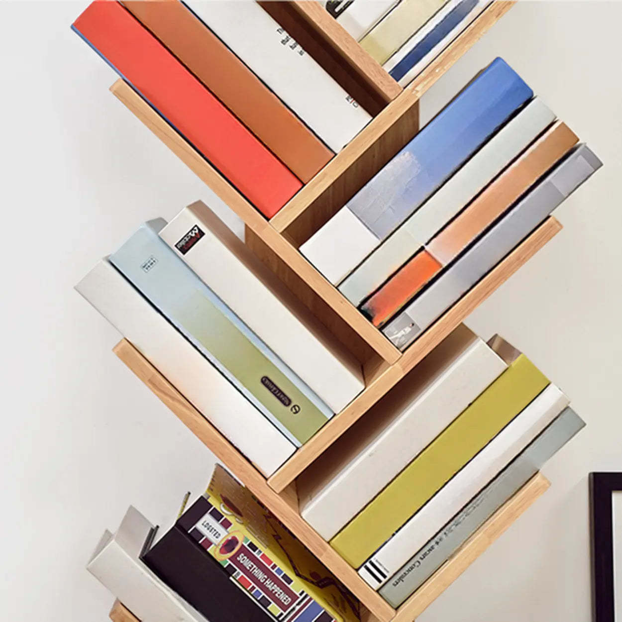 Light Brown Tree-Shaped Rubberwood Bookcase