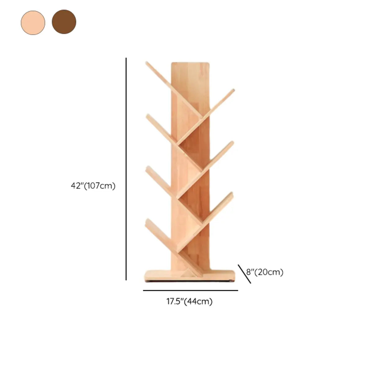 Light Brown Tree-Shaped Rubberwood Bookcase