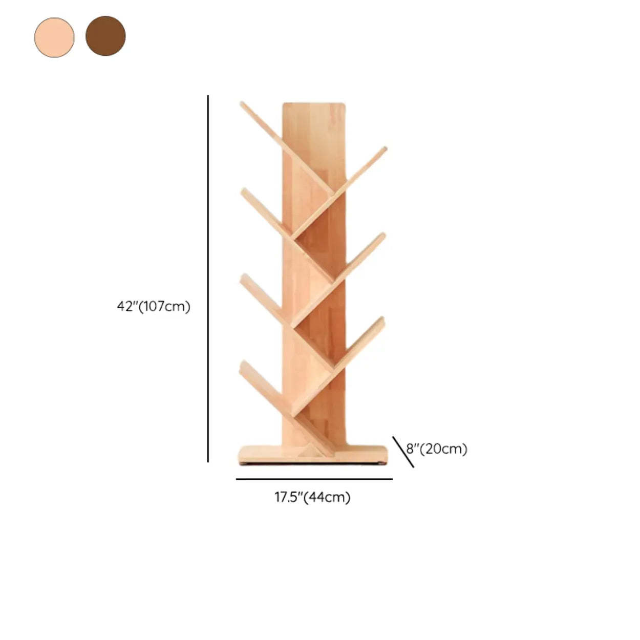 Light Brown Tree-Shaped Rubberwood Bookcase