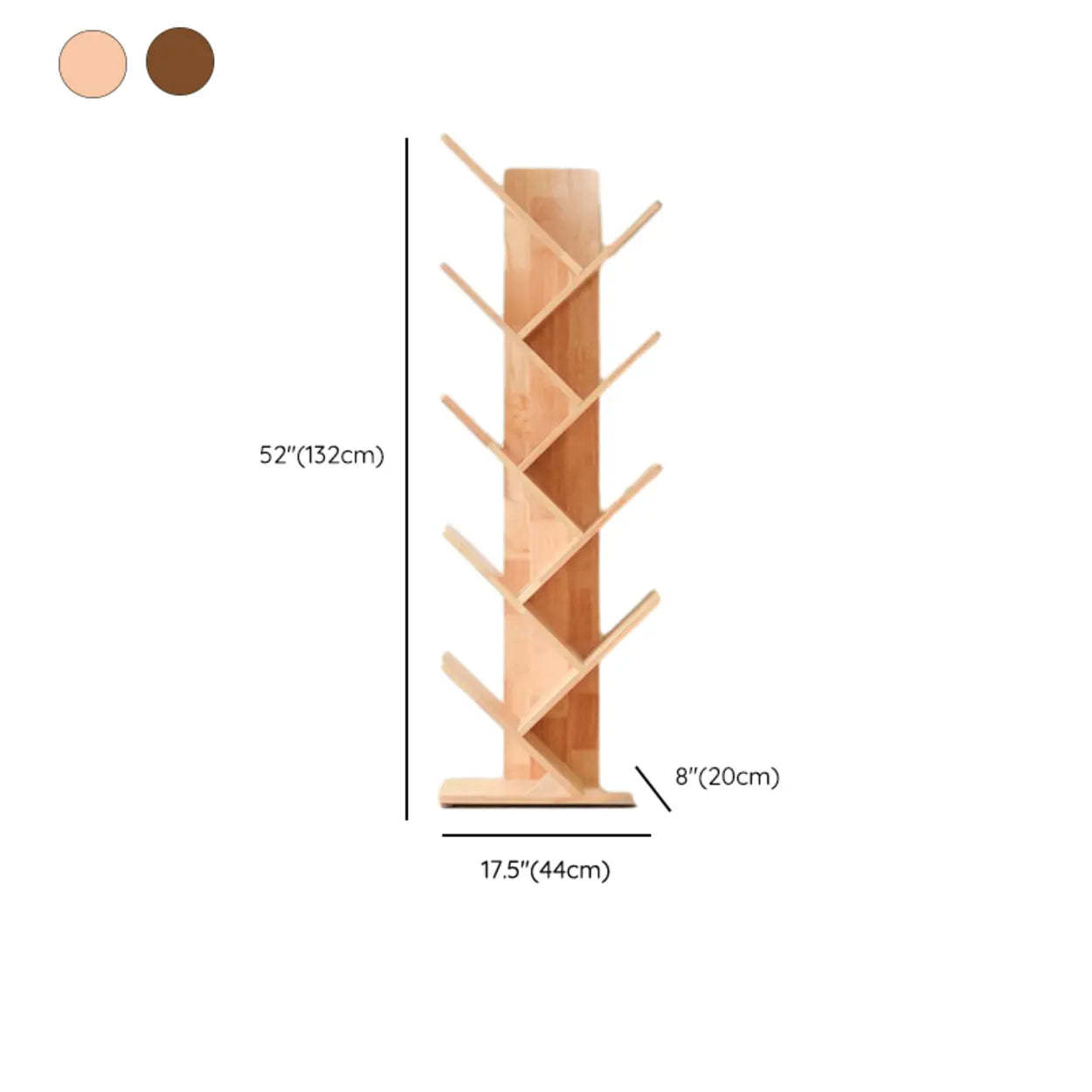 Light Brown Tree-Shaped Rubberwood Bookcase
