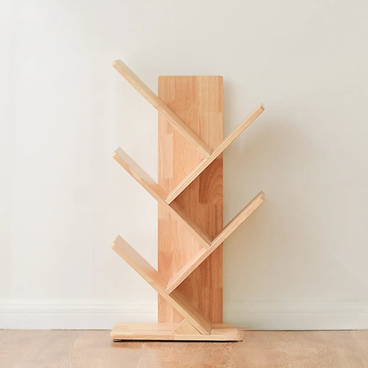 Light Brown Tree-Shaped Rubberwood Bookcase — Walnut