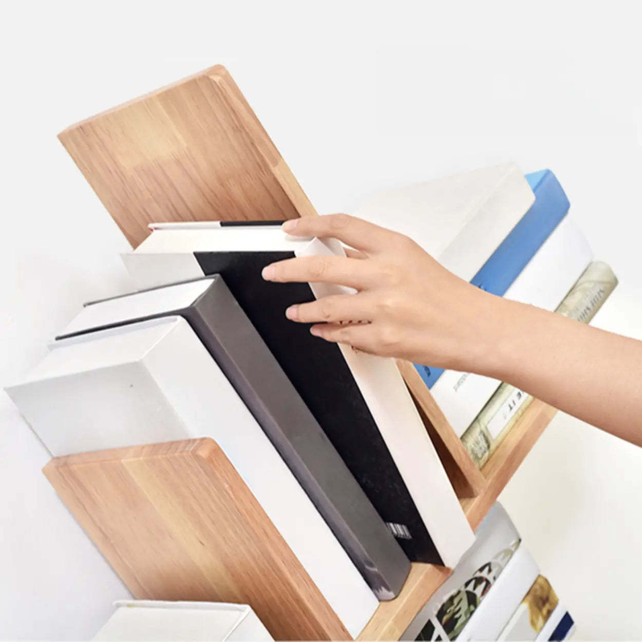 Light Brown Tree-Shaped Rubberwood Bookcase