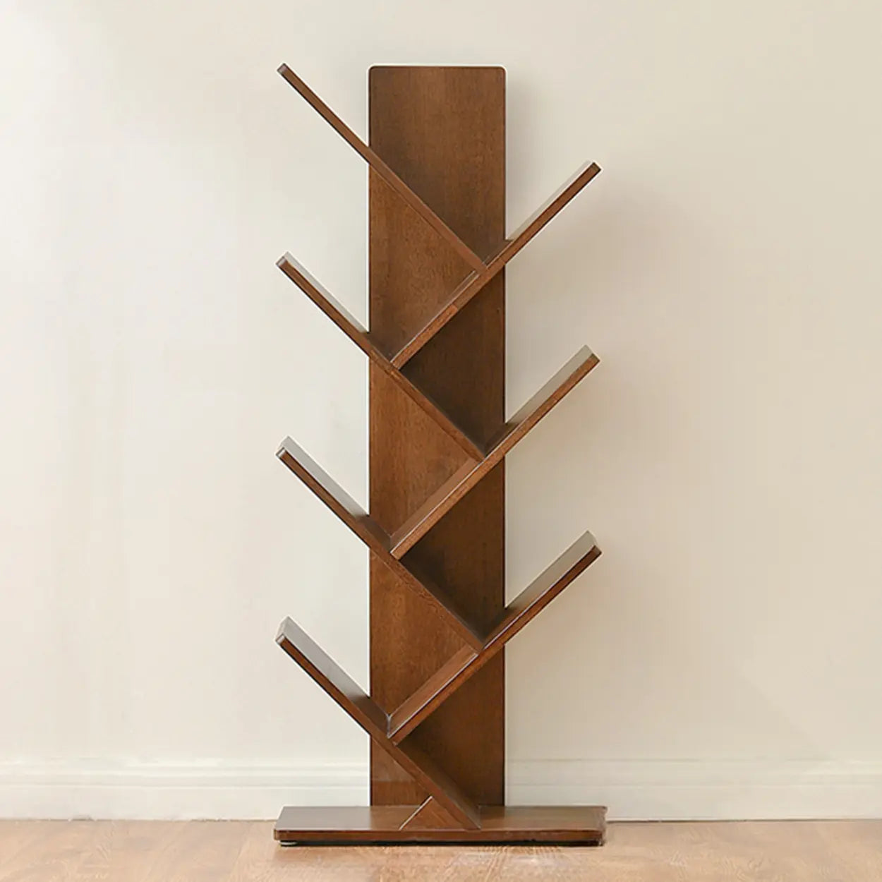 Light Brown Tree-Shaped Rubberwood Bookcase