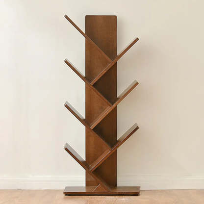 Light Brown Tree-Shaped Rubberwood Bookcase