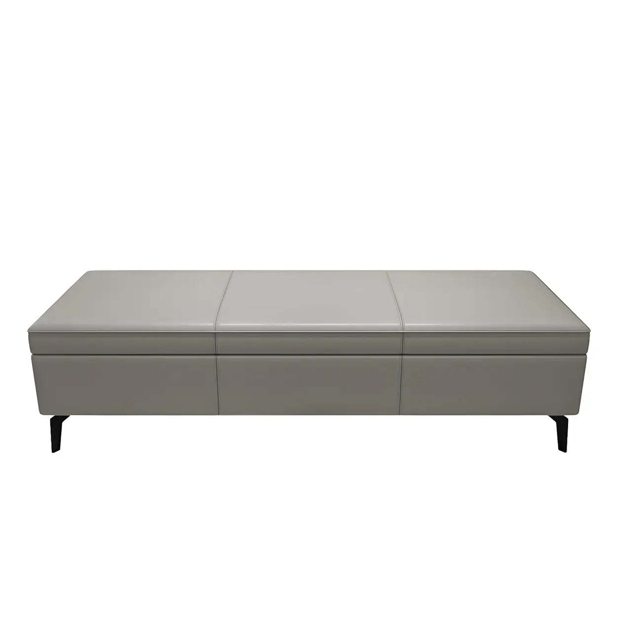 Light Gray Faux Leather Flip-Top Storage Bench — Beige