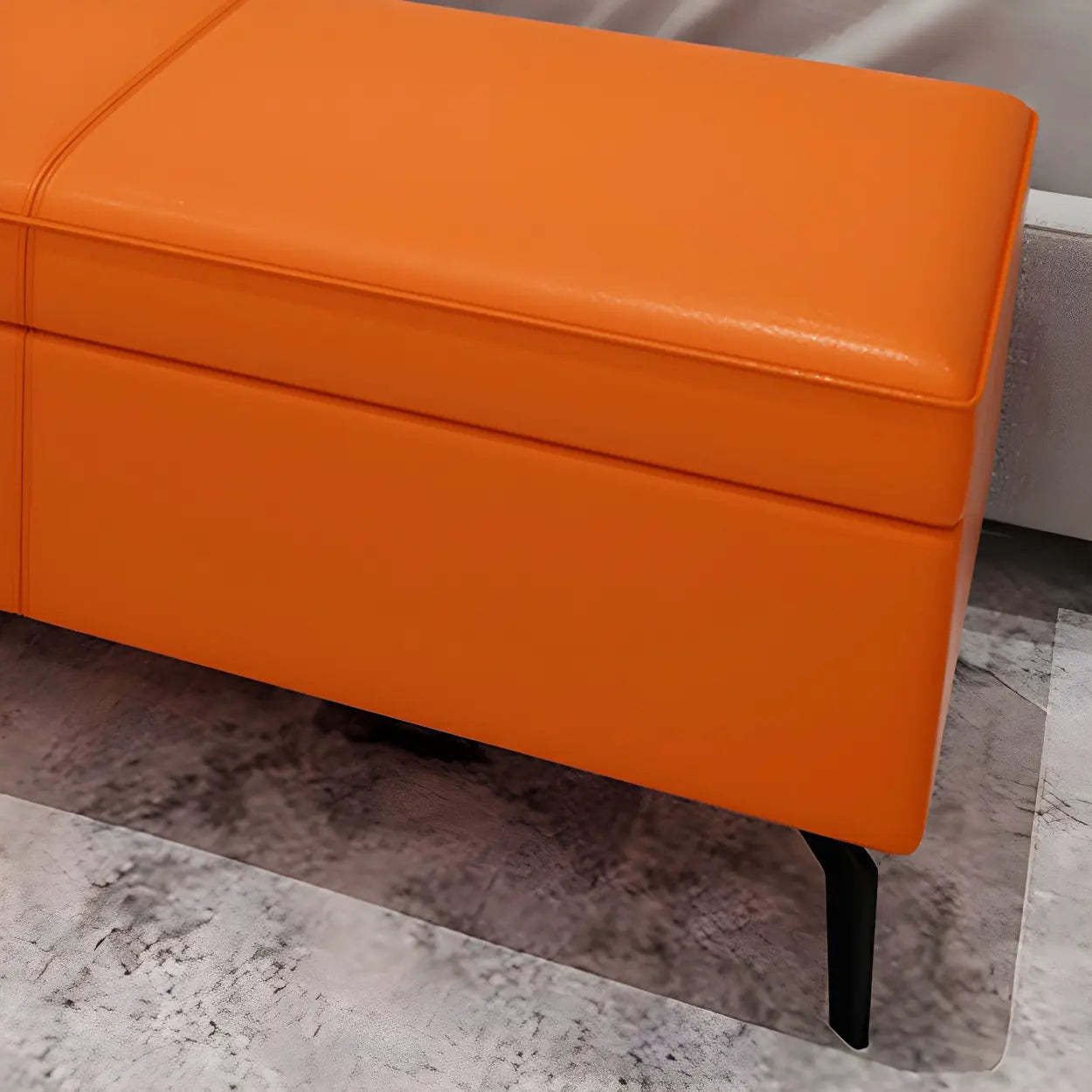 Light Gray Faux Leather Flip-Top Storage Bench — Blue