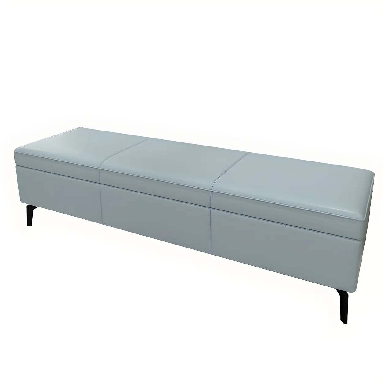 Light Gray Faux Leather Flip-Top Storage Bench — Beige
