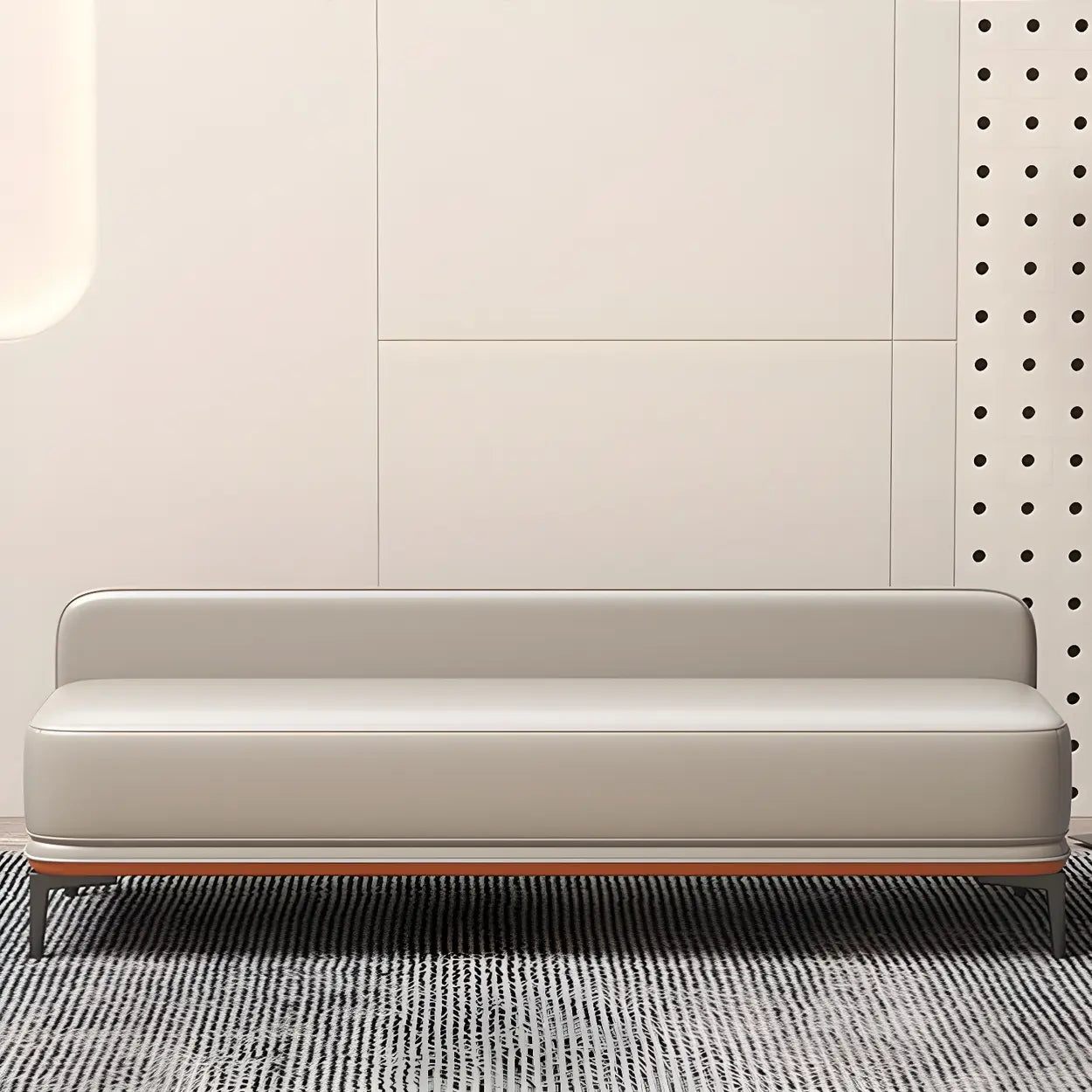 Light Gray Faux Leather Bedroom Bench — Orange