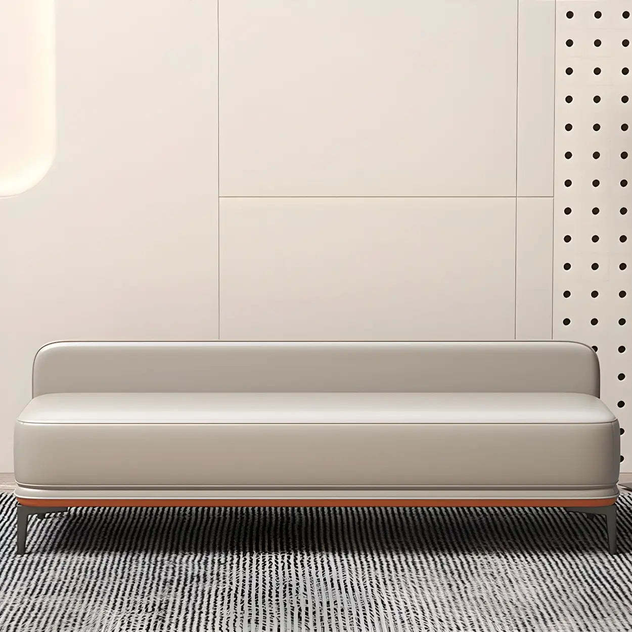 Light Gray Faux Leather Bedroom Bench — Orange