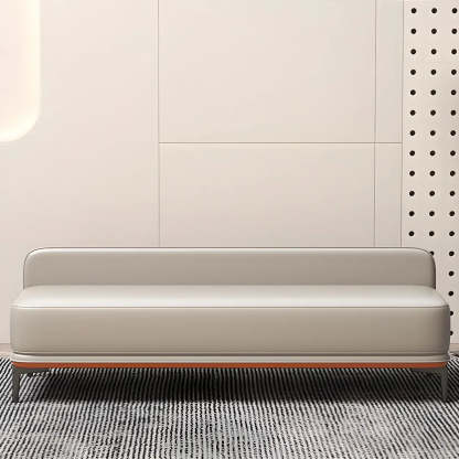 Light Gray Faux Leather Bedroom Bench — Orange