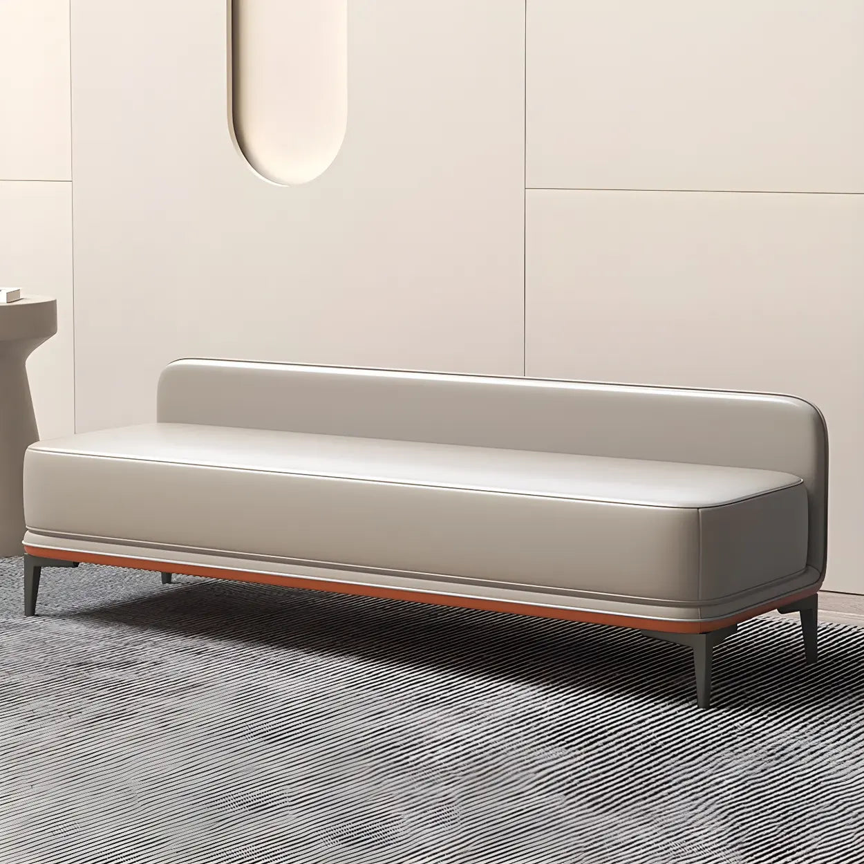 Light Gray Faux Leather Bedroom Bench