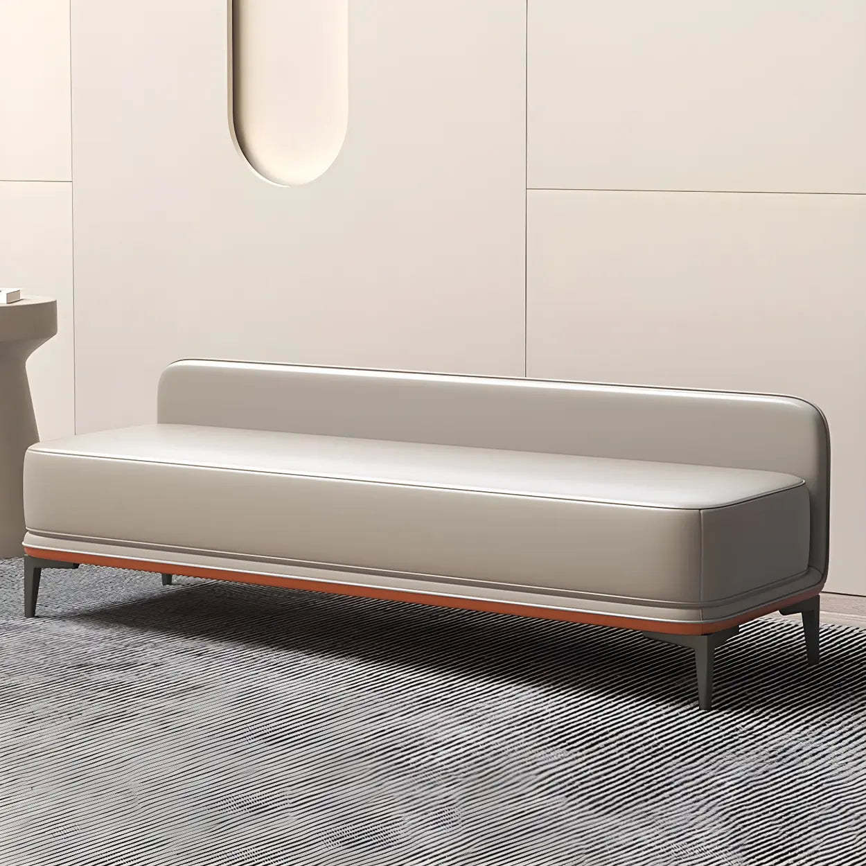 Light Gray Faux Leather Bedroom Bench