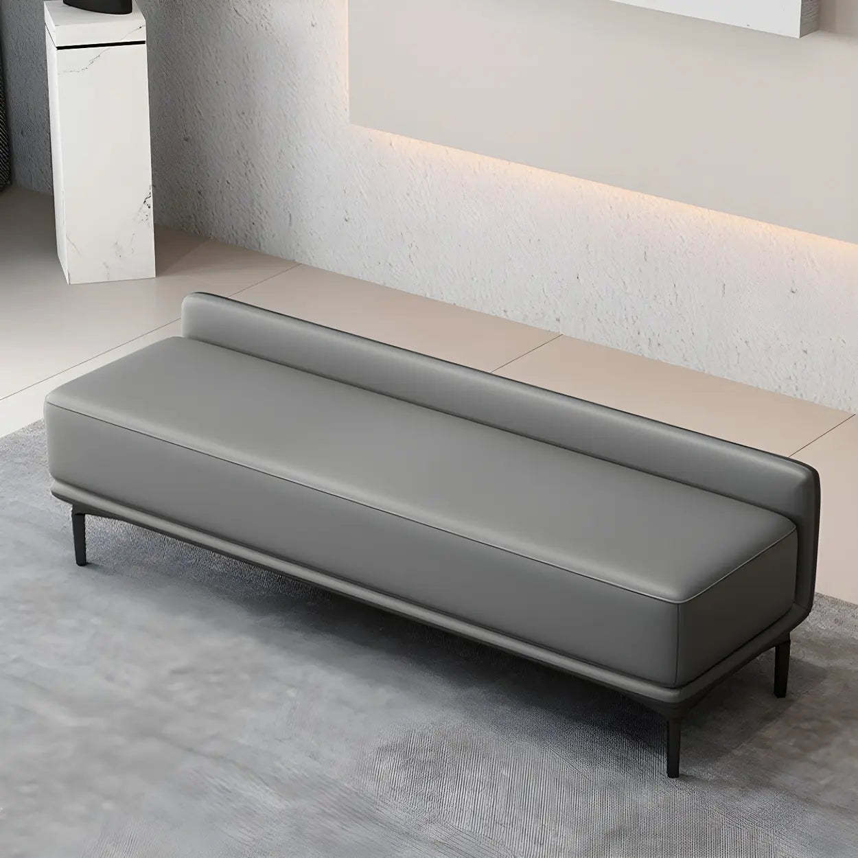 Leather faux gray shoe benches — 35.5" L x 16" W x 20.5" H / Dark Gray