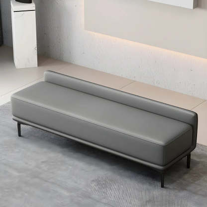 Light Gray Faux Leather Bedroom Bench — Dark Gray