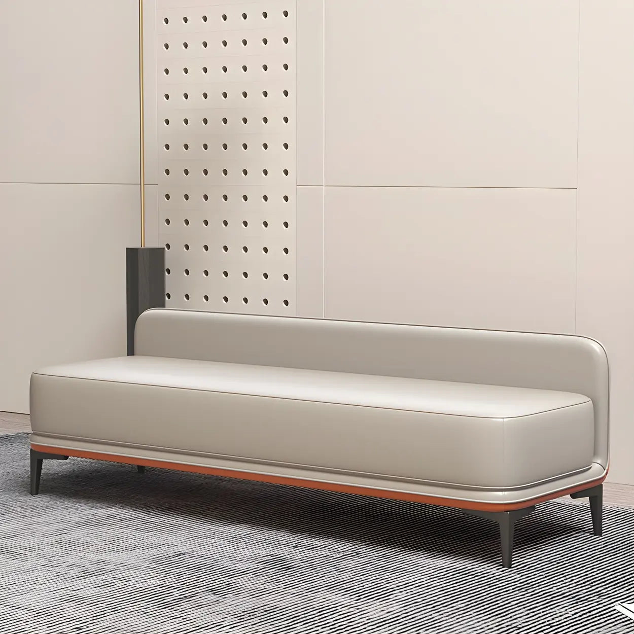 Light Gray Faux Leather Bedroom Bench — Light Gray