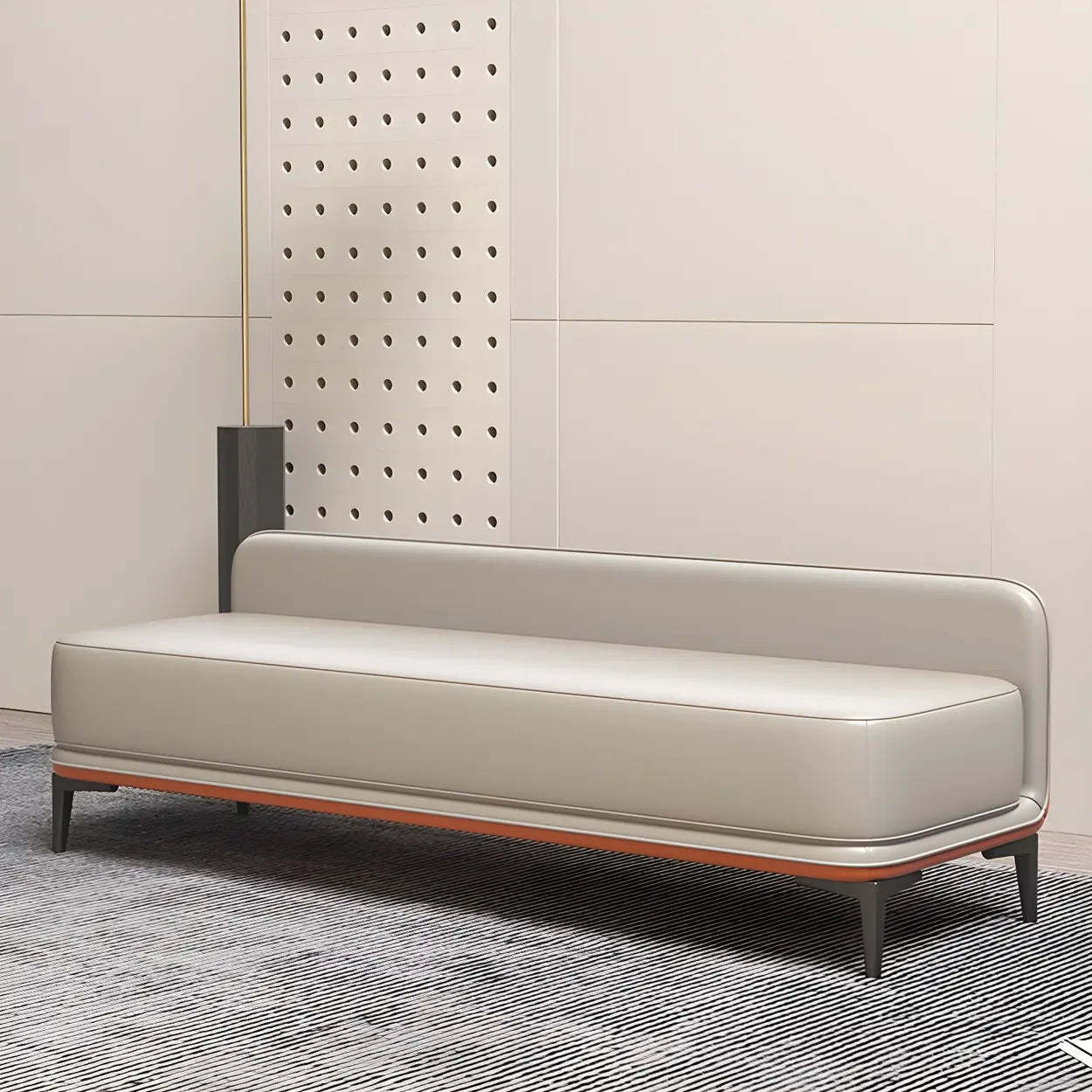Light Gray Faux Leather Bedroom Bench — Light Gray