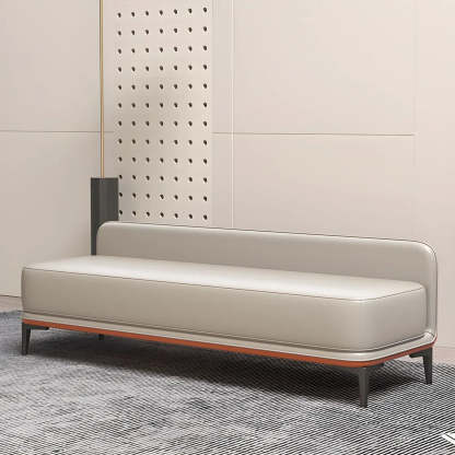 Light Gray Faux Leather Bedroom Bench — Light Gray