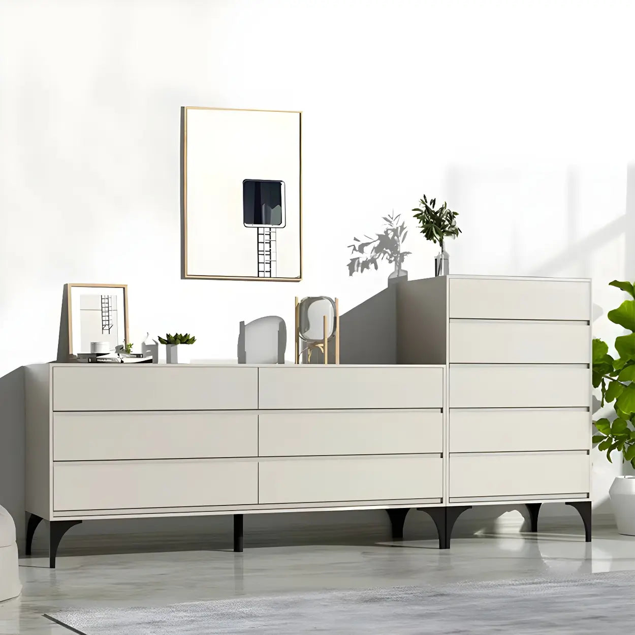 Light Gray Storage Dresser Chest